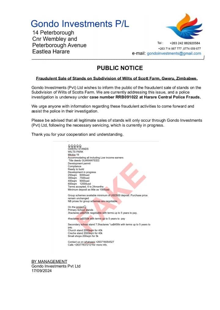 Public Notice – Wilt Farm